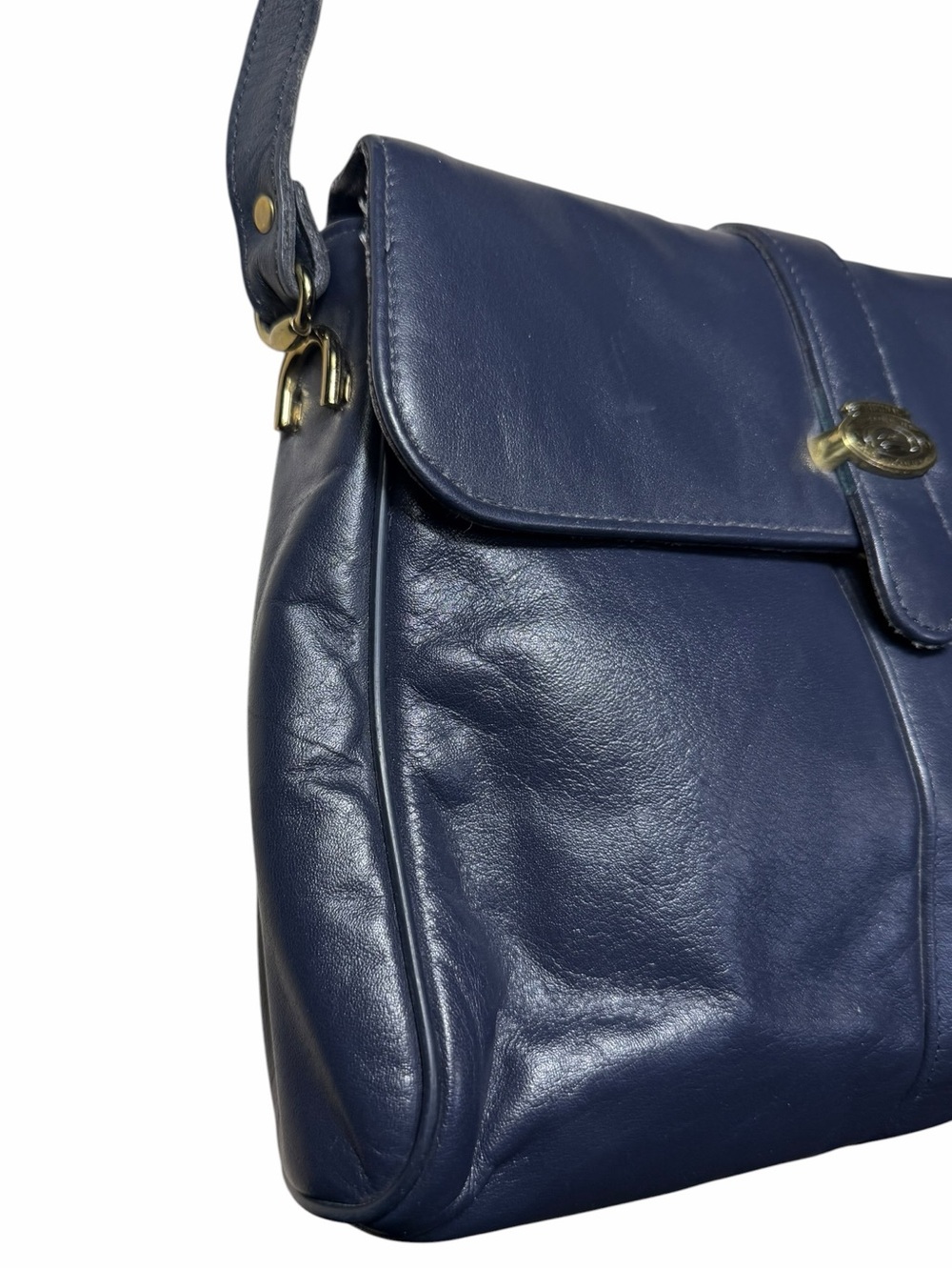 Etienne Aigner Vintage 80s Y2K Bag genuine Leather Navy Shoulder Handbag EUC - Picture 3 of 15